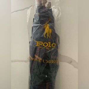 Vtg 1978 Polo Ralph Lauren Classic Umbrella Leather Hook Handle - Plaid Green
